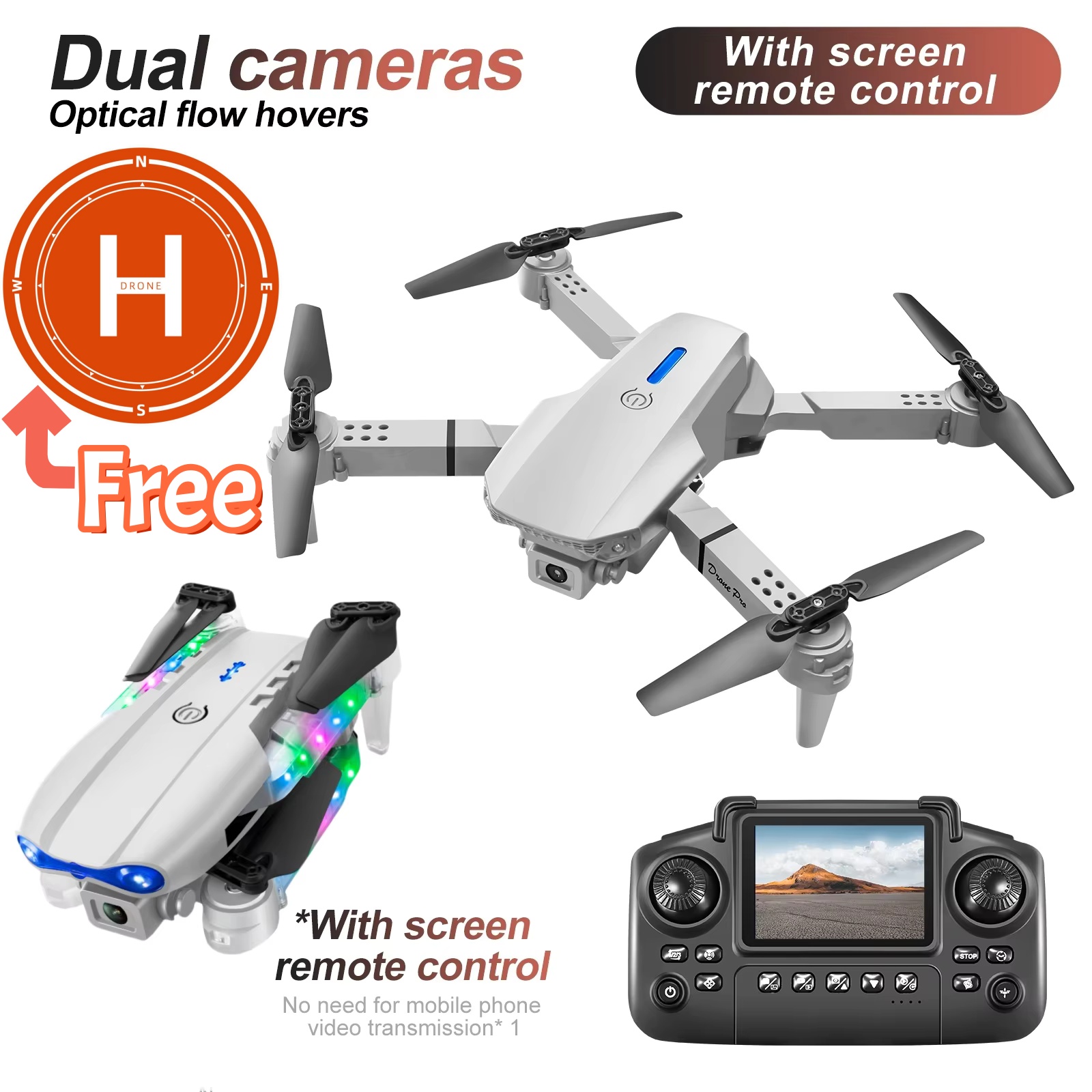 Drone Rc E99 K3 - White Gray E88 E99 Mini Drone