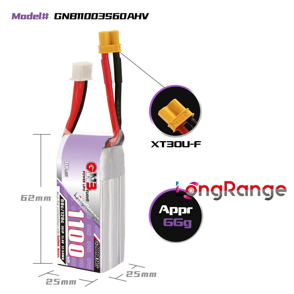 GNB 1100mAh 2S 3S 4S 6S 60C/12 - Drone Rcs 评论和价格
