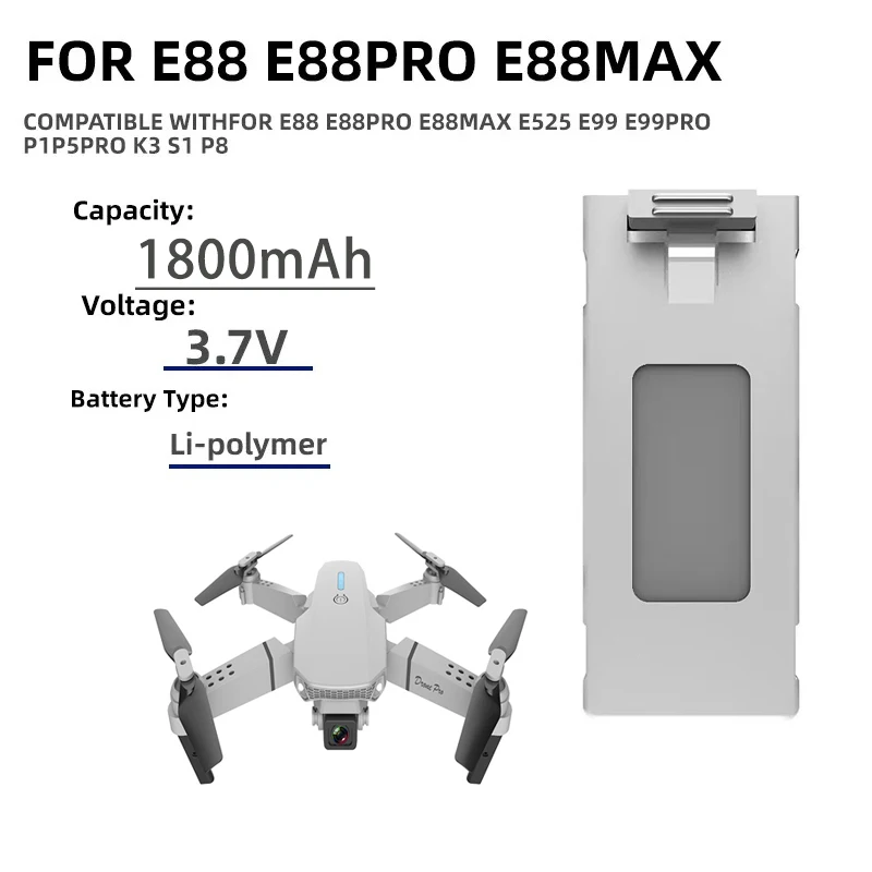 E88 Drone Battery 3.7V 1800mah - Drone Rc E99 K3 评论和价格